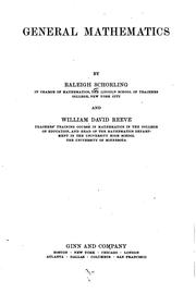 Cover of: General mathematics by Raleigh Schorling