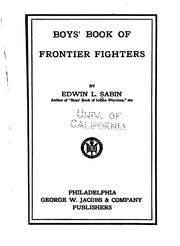 Cover of: Boys' book of frontier fighters by Edwin L. Sabin, Edwin L. Sabin