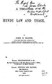 Cover of: A treatise on Hindu law and usage.