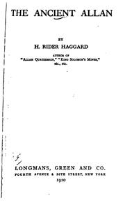 Cover of: The ancient Allan | H. Rider Haggard