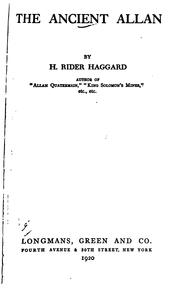 Cover of: The ancient Allan by H. Rider Haggard