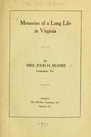Cover of: Memories of a long life in Virginia | Sallie Alexander Moore Moore