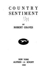Cover of: Country sentiment