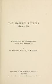 Cover of: The Maseres letters, 1766-1768 by Francis Maseres