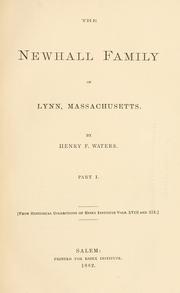Cover of: The Newhall family of Lynn, Massachusetts.
