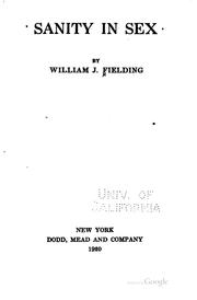 Cover of: Sanity in sex by William J. Fielding
