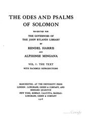 Cover of: The Odes and Psalms of Solomon by re-edited for the governors of the John Rylands library by Rendel Harris and Alphonse Mingana ...