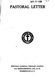 Cover of: Pastoral letter of the archbishops and bishops of the United States assembled in conference at the Catholic University of America, September, 1919.
