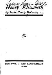 Cover of: Henry Elizabeth by Justin H. McCarthy