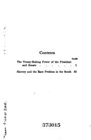 Cover of: Treaty-making power: Slavery and the race problem in the South