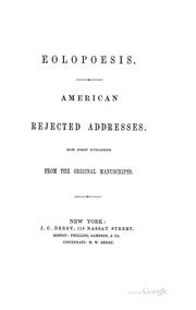 Cover of: Eolopoesis.: American rejected addresses.
