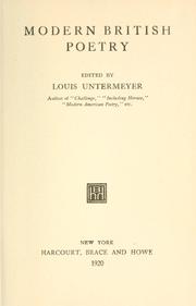 Cover of: Modern British poetry by Louis Untermeyer