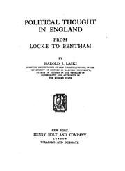 Cover of: Political thought in England from Locke to Bentham