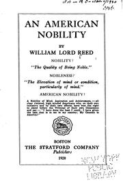 Cover of: An American nobility