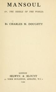 Cover of: Mansoul by Charles Montagu Doughty