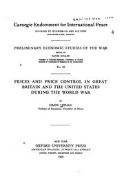 Cover of: Prices and price control in Great Britain and the United States during the World War
