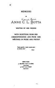 Cover of: Memoirs of Anne C. L. Botta