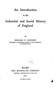 Cover of: An introduction to the industrial and social history of England