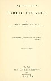 Cover of: Introduction to public finance by Carl C. Plehn