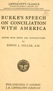 Cover of: Burke's speech on conciliation with America by Edmund Burke