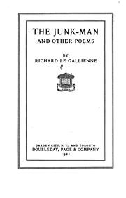 Cover of: The junk-man and other poems by Richard Le Gallienne