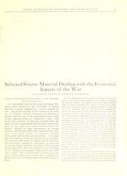 Cover of: Economic aspects of the war. by arranged by Professor William E. Lingelbach. Effect of the war on the supply of labor and capital, by Professor Ernest L. Bogart.
