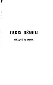 Cover of: Paris démoli.