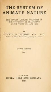 Cover of: system of animate nature | J. Arthur Thomson