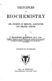 Cover of: Principles of biochemistry for students of medicine, agriculture and related sciences