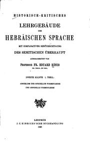 Cover of: Historisch-kritisches Lehrgebäude der hebräischen Sprache by Eduard König