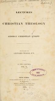 Lectures on Christian theology by Georg Christian Knapp