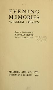 Cover of: Evening memories by O'Brien, William