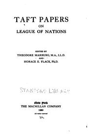 Cover of: Taft papers on League of nations