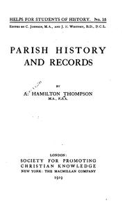 Cover of: Parish history and records