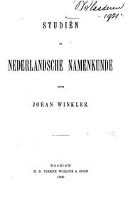 Cover of: Studiën in Nederlandsche namekunde