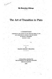 Cover of: The art of transition in Plato by Billings, Mrs. Grace Elvina Hadley.