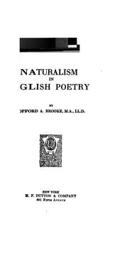 Cover of: Naturalism in English poetry by Brooke, Stopford Augustus