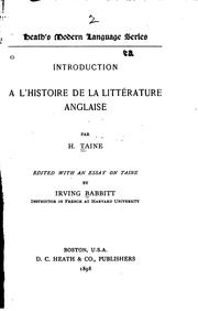 Cover of: Introduction à l'histoire de la littérature anglaise