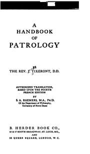 Cover of: A handbook of patrology by J. Tixeront