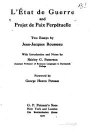 Cover of: L'e ́tat de guerre and Projet de paix perpétuelle by Jean-Jacques Rousseau