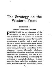 Cover of: The strategy on the western front (1914-1918)