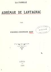 Cover of: La famille Adhémar de Lantagnae