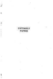 Cover of: Untimely papers