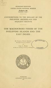 Cover of: The macrouroid fishes of the Philippine islands and the East Indies