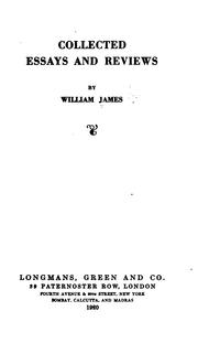 Cover of: Collected essays and reviews by William James