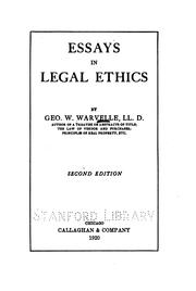 Cover of: Essays in legal ethics