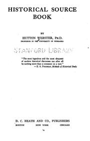 Cover of: Historical source book by Webster, Hutton