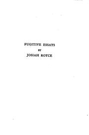 Cover of: Fugitive essays by Josiah Royce
