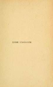 Cover of: Irish unionism