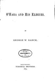Cover of: O'Hara and his elegies by George Washington Ranck